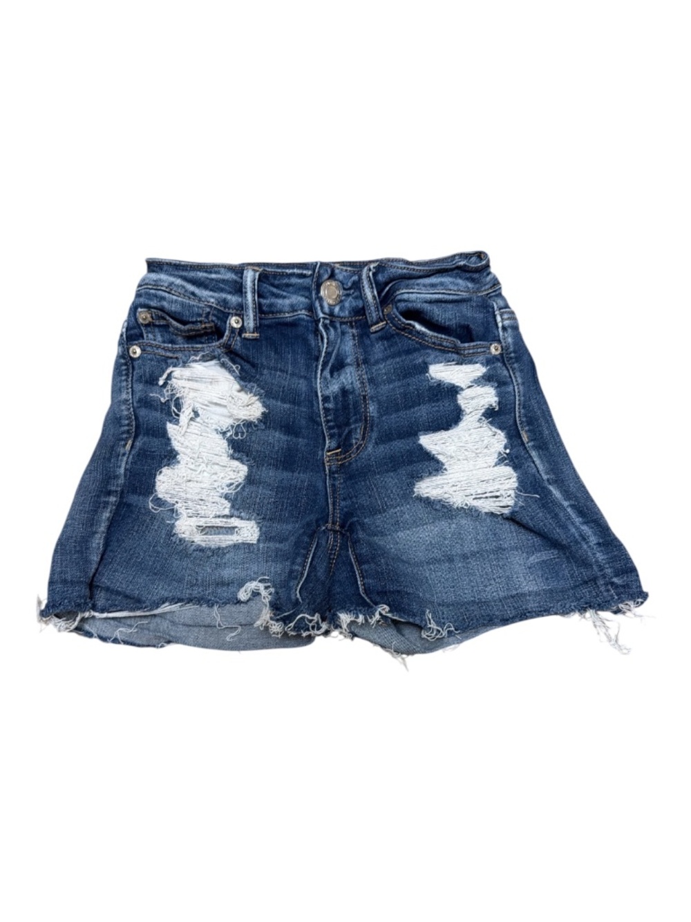 American Eagle Hi Rise Shortie Distressed Denim Shorts Size 0